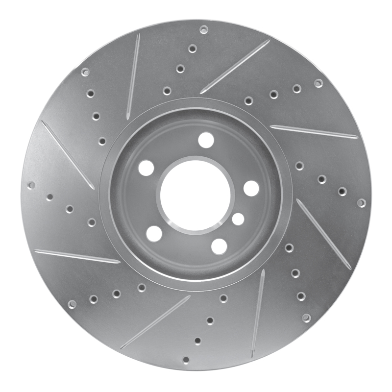 BMW 535i GT Brake Rotor (1) - Front Left - R1 Concepts - Drilled & Slotted - Silver - `10-`18
